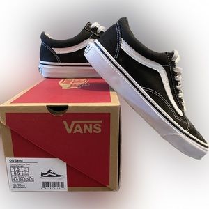 VANS OLD SKOOL Canvas Black/True White - Mens Size 7 / Womens Size 8.5